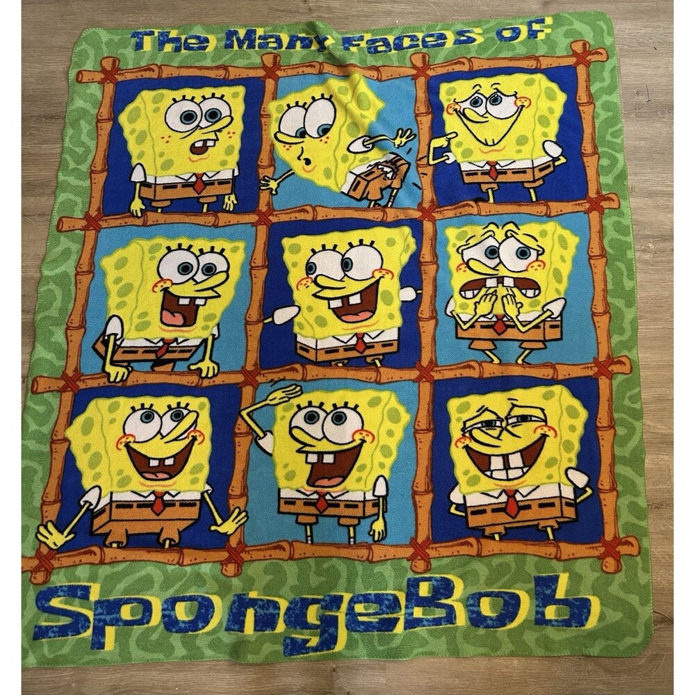 Nickelodeon SpongeBob SquarePants Throw Blanket Vintage 2003 55x50 Fleece Plush - Picture 2 of 8